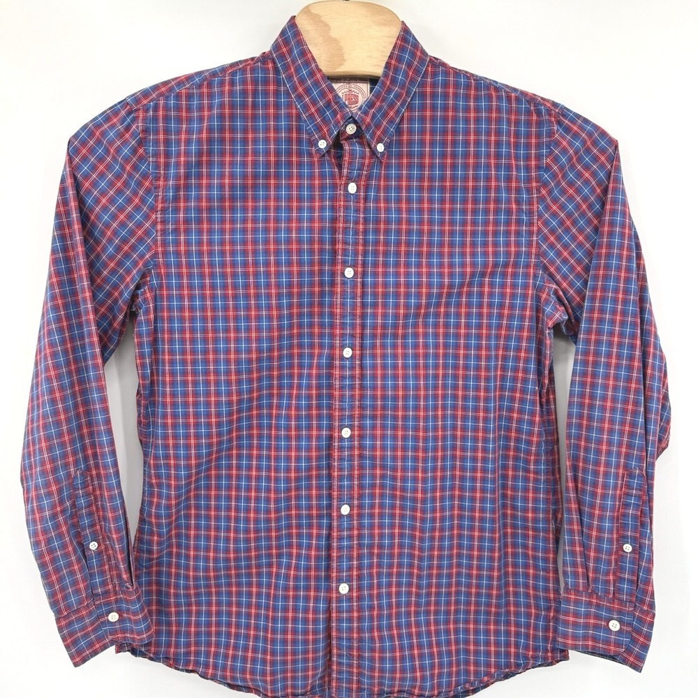 J. Press Button Down Shirt Men XL Red Blue Plaid Trunk Club Ivy League Cotton